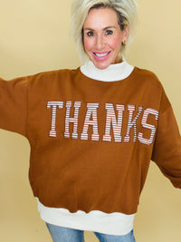 Thanks mock neck sweatshirt