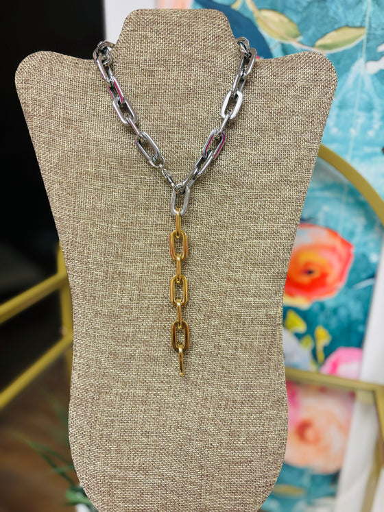 Luxe gold/silver paperclip chain necklace