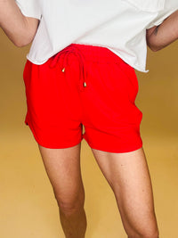Solid red everyday shorts