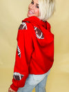 First down sequin football sweatshirt