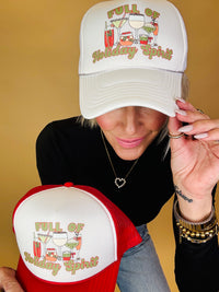 Full of holiday spirit trucker hat