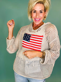 Freedom flag patch pullover