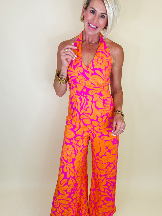 Sunset sizzle halter jumpsuit