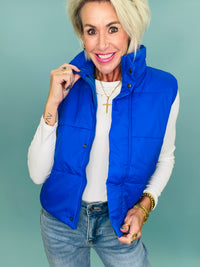 Colorful country side vest/ blue