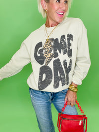 Game day leopard lightning bolt sweatshirt