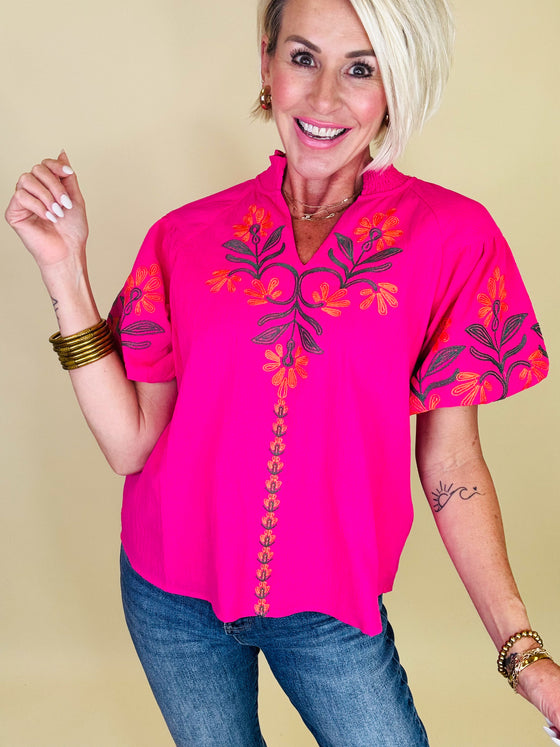Bahama breeze embroidered top