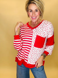 Happy in hearts pocket top