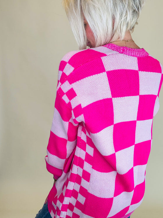 Cupid checkered cardigan