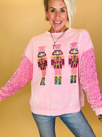 Nutcracker sequin sleeve top