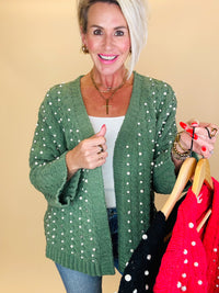 Party in pearl cardigan
