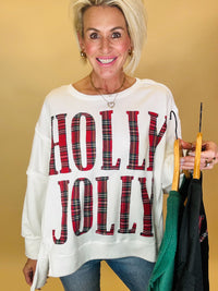 Holly jolly plaid sweatshirt