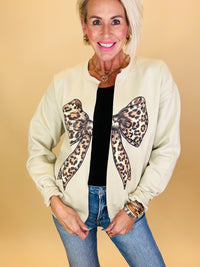 Wild about bows leopard  sweatshirt