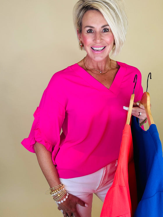 Amy ruffle sleeve top