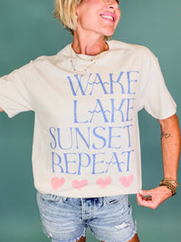 Wake lake sunset repeat tee