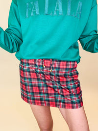 Red christmas plaid skort