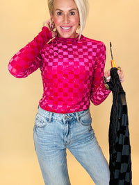 Times Square velvet mesh top