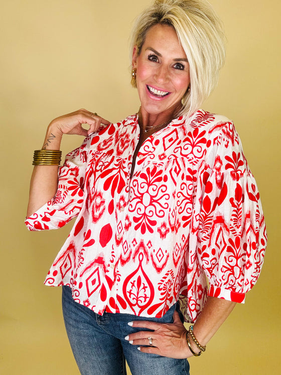 Red, white and chic top
