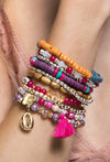 Glass boho stretch bracelet