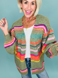 Birthday girl energy cardigan/ olive