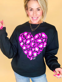 Pink leopard heart sweatshirt