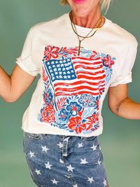 Floral flag tee