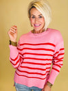 The greta stripe sweater pink