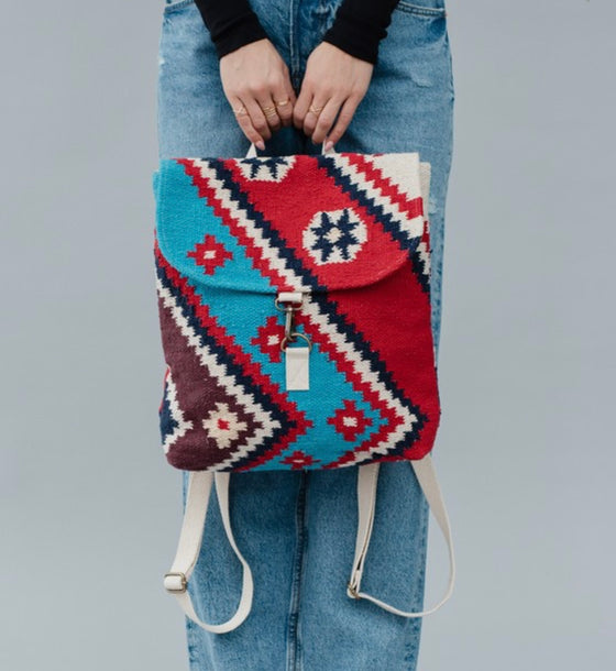 Red aztec backpack