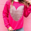 Pink glitter heart sweatshirt