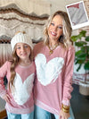 Glitter heart pullover/ adult & youth