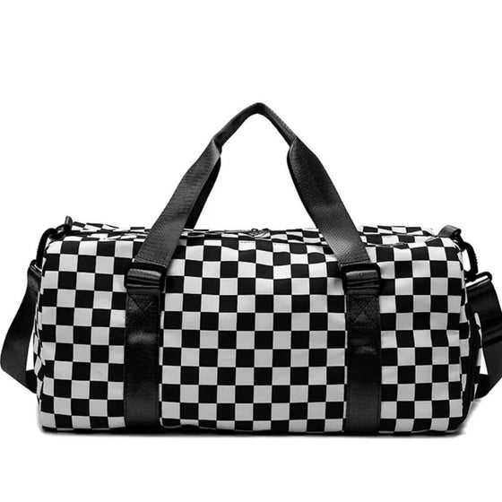Checkered duffle bag