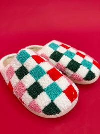 Holiday checkered slippers