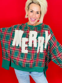 Mistletoe kisses plaid top