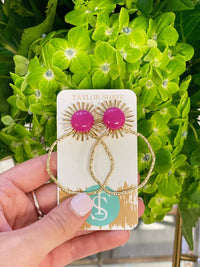 Colorful Sunburst Hoops: Hot Pink