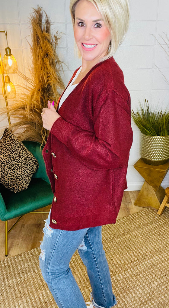 SITTING FIRESIDE BUTTON CARDIGAN/ AVAILABLE IN 3 COLORS
