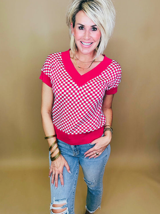 THE CHASE CHECKERED TOP