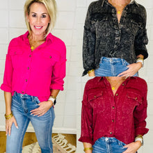  DEAN BUTTON UP TOP/ AVAILABLE IN 3 COLORS