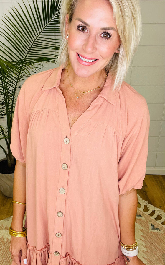 THE PALMER BUTTON DRESS/ AVAILABLE IN 3 COLORS