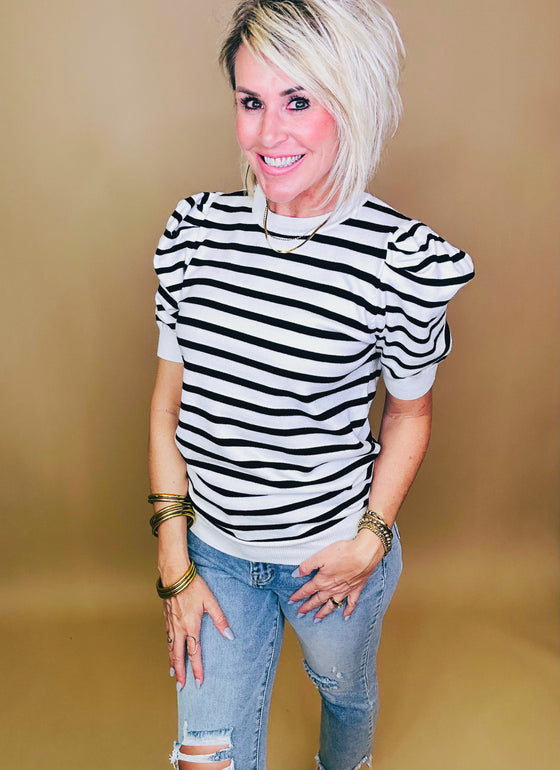 Bella Stripe Puff Top