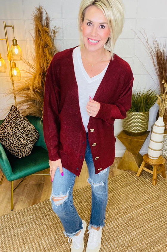 SITTING FIRESIDE BUTTON CARDIGAN/ AVAILABLE IN 3 COLORS