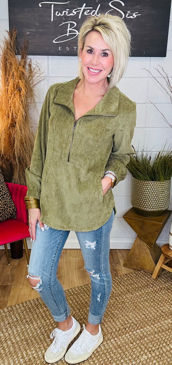 THE CORRIE CORDED PULLOVER/ AVAILABLE IN 4 COLORS