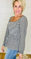 SMITTEN FOR YOU STRIPE TOP/ AVAILABLE IN 3 COLORS