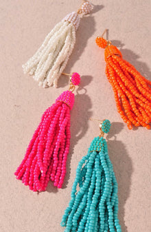  BEADED TASSEL SPRING EARRINGS