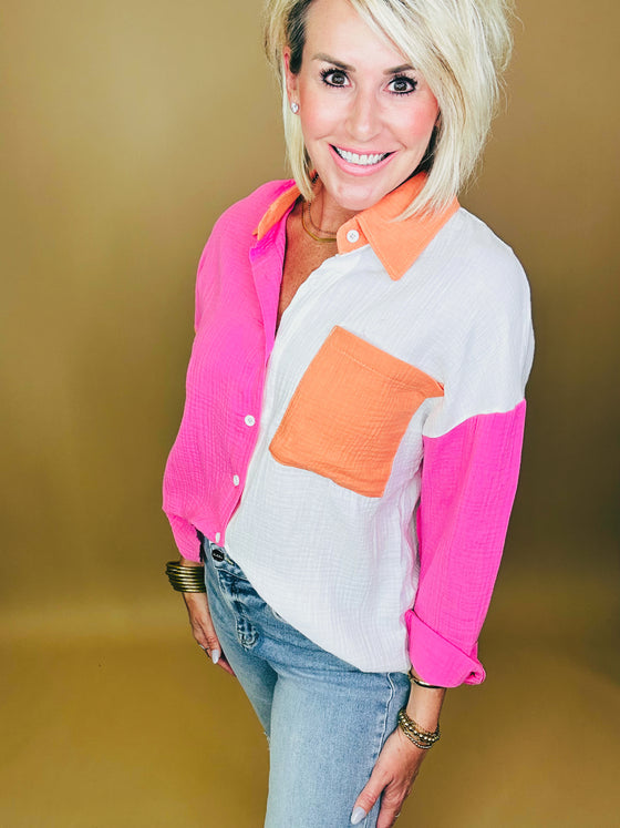 Sunny Summer Color Block Top