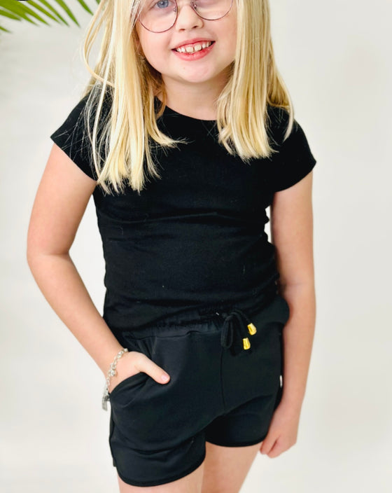 YOUTH AFTER DARK BLACK EVERYDAY DRAWSTRING SHORTS