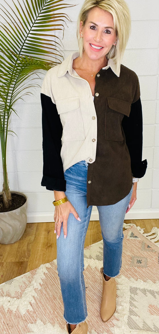 BECCA COLORBLOCK SHACKET/ AVAILABLE IN 2 COLORS