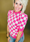 Bella Check Puff Top